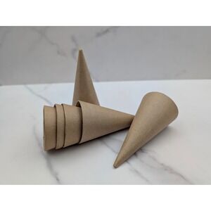 6 Pc - 4" Paper Mache Cone Tussie Mussie, Christmas Ornaments Paper Mache Cone